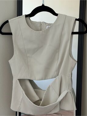 Peppermayo Cream Backless Cutout Dress